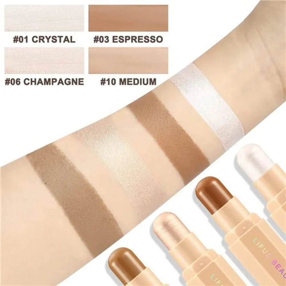 Face Cream Contour Stick Bronzer Highlighter Illuminator Makeup Glow Kit Set, F1